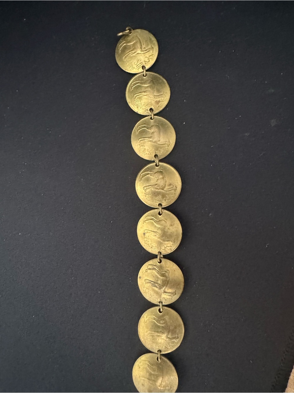 Vintage Peruvian Coin Bracelet Brass